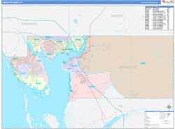 Charlotte County, FL Wall Map Color Cast Style 2023