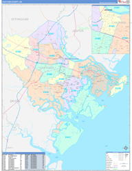Chatham County, GA Wall Map Color Cast Style 2024