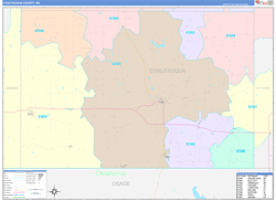 Chautauqua County, KS Wall Map Color Cast Style 2024