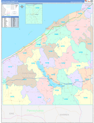 Chautauqua County, NY Wall Map Color Cast Style 2024