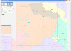 Cherokee County, KS Wall Map Color Cast Style 2024
