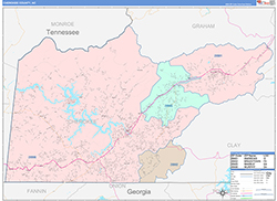 Cherokee County, NC Wall Map Color Cast Style 2026