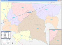Cherokee County, SC Wall Map Color Cast Style 2024