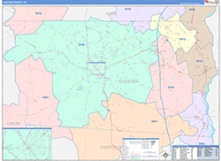 Chester County, SC Wall Map Color Cast Style 2026