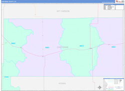 Cheyenne County, CO Wall Map Color Cast Style 2024