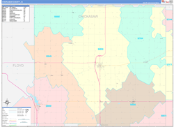 Chickasaw County, IA Wall Map Color Cast Style 2024