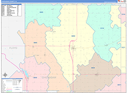 Chickasaw County, IA Wall Map Color Cast Style 2026