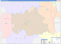 Chickasaw County, MS Wall Map Color Cast Style 2024