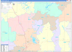 Chippewa County, WI Wall Map Color Cast Style 2024