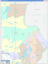 Chisago County, MN Wall Map Color Cast Style 2024