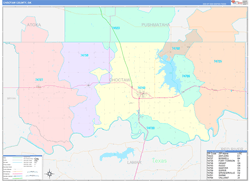 Choctaw County, OK Wall Map Color Cast Style 2024