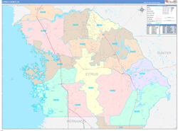 Citrus County, FL Wall Map Color Cast Style 2023