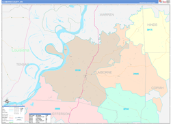 Claiborne County, MS Wall Map Color Cast Style 2023