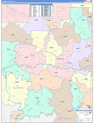 Clarion County, PA Wall Map Color Cast Style 2026