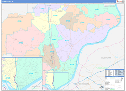 Clark County, IN Wall Map Color Cast Style 2024