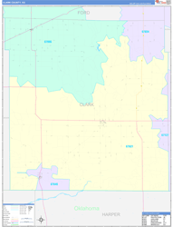 Clark County, KS Wall Map Color Cast Style 2024