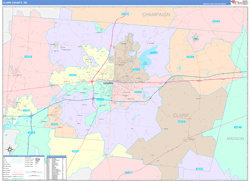 Clark County, OH Wall Map Color Cast Style 2024