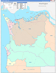 Clatsop County, OR Wall Map Color Cast Style 2026