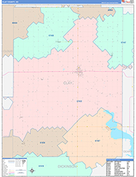 Clay County, KS Wall Map Color Cast Style 2026