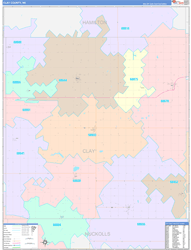 Clay County, NE Wall Map Color Cast Style 2023