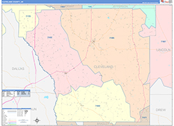 Cleveland County, AR Wall Map Color Cast Style 2026