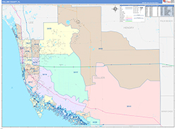 Collier County, FL Wall Map Color Cast Style 2026