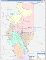 Columbia County, FL Wall Map Color Cast Style 2026