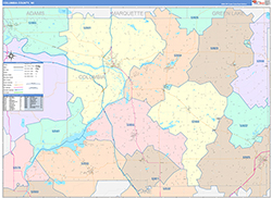 Columbia County, WI Wall Map Color Cast Style 2026