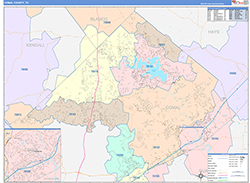 Comal County, TX Wall Map Color Cast Style 2026