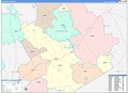 Comanche County, TX Wall Map Color Cast Style 2026