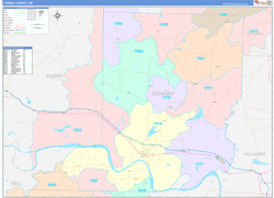 Conway County, AR Wall Map Color Cast Style 2024