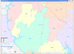Coosa County, AL Wall Map Color Cast Style 2024