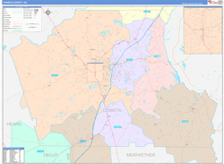 Coweta County, GA Wall Map Color Cast Style 2024