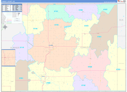 Cowley County, KS Wall Map Color Cast Style 2024