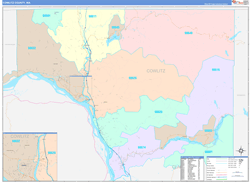 Cowlitz County, WA Wall Map Color Cast Style 2024