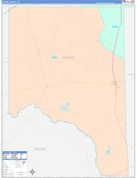 Crane County, TX Wall Map Color Cast Style 2024