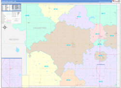 Crawford County, KS Wall Map Color Cast Style 2024