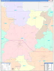 Crawford County, OH Wall Map Color Cast Style 2024