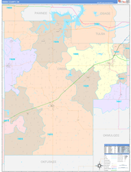 Creek County, OK Wall Map Color Cast Style 2024