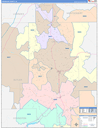 Crenshaw County, AL Wall Map Color Cast Style 2026