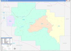 Crook County, OR Wall Map Color Cast Style 2024