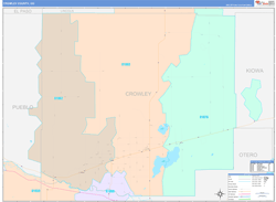 Crowley County, CO Wall Map Color Cast Style 2024