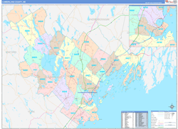 Cumberland County, ME Wall Map Color Cast Style 2024