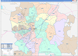 Cumberland County, NC Wall Map Color Cast Style 2026