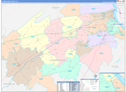 Cumberland County, PA Wall Map Color Cast Style 2024