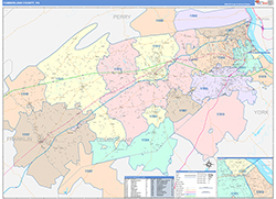 Cumberland County, PA Wall Map Color Cast Style 2026