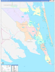 Currituck County, NC Wall Map Color Cast Style 2024