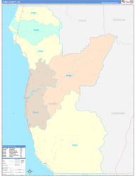 Curry County, OR Wall Map Color Cast Style 2024