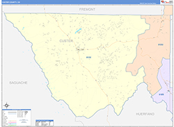 Custer County, CO Wall Map Color Cast Style 2026