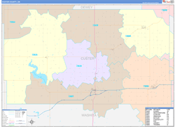 Custer County, OK Wall Map Color Cast Style 2024